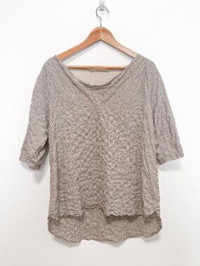Acote Crinkle Textured Check Gingham Cowl Neck Top French Size 4